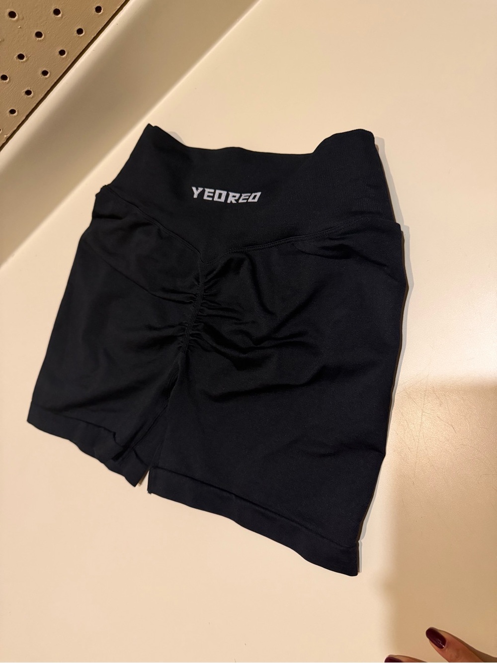 3 YEOREO/ Aurola Black/blu/gr High-Waist Scrunch Bike Shorts with Wide Waistban